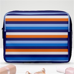 Ocean Blue Stripes Make Up Pouch (large) by tmsartbazaar