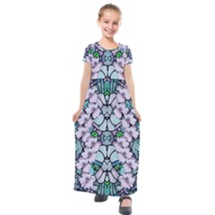 Paradise Flowers In Paradise Colors Kids  Short Sleeve Maxi Dress by pepitasart