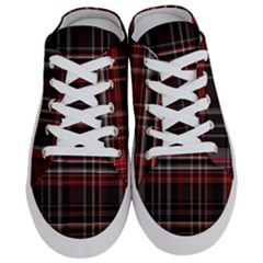 Red Black White Plaid Stripes Half Slippers by SpinnyChairDesigns