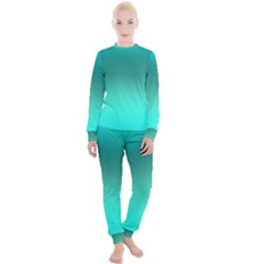 Teal Turquoise Green Gradient Ombre Women s Lounge Set by SpinnyChairDesigns