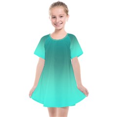 Teal Turquoise Green Gradient Ombre Kids  Smock Dress by SpinnyChairDesigns