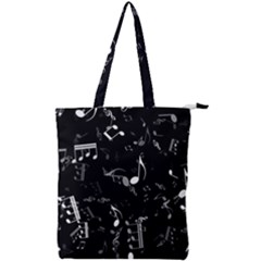 Black And White Music Notes Double Zip Up Tote Bag by SpinnyChairDesigns