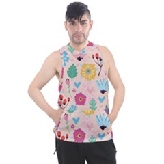 Tekstura-fon-tsvety-berries-flowers-pattern-seamless Men s Sleeveless Hoodie by Sobalvarro