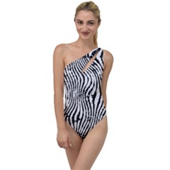 Zebra Print Stripes To One Side Swimsuit by SpinnyChairDesigns