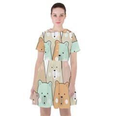 Colorful-baby-bear-cartoon-seamless-pattern Sailor Dress by Sobalvarro