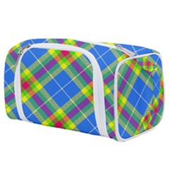 Clown Costume Plaid Striped Toiletries Pouch by SpinnyChairDesigns