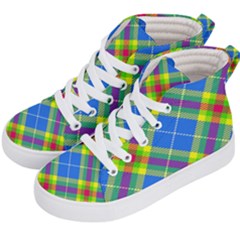 Clown Costume Plaid Striped Kids  Hi-top Skate Sneakers by SpinnyChairDesigns