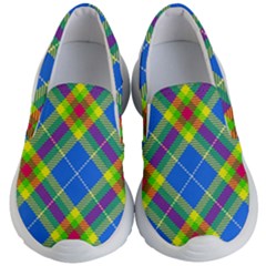 Clown Costume Plaid Striped Kids Lightweight Slip Ons by SpinnyChairDesigns