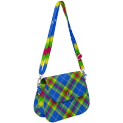 Clown Costume Plaid Striped Saddle Handbag by SpinnyChairDesigns