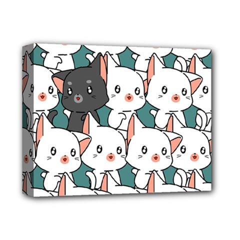 Seamless-cute-cat-pattern-vector Deluxe Canvas 14  X 11  (stretched) by Sobalvarro