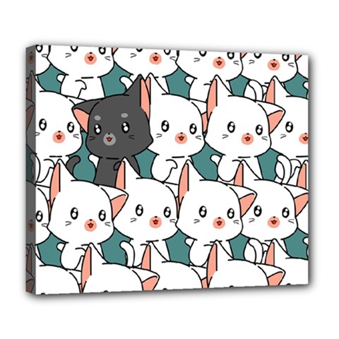 Seamless-cute-cat-pattern-vector Deluxe Canvas 24  X 20  (stretched) by Sobalvarro