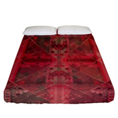 Indian Red Color Geometric Diamonds Fitted Sheet (california King Size) by SpinnyChairDesigns