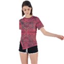 Indian Red Color Geometric Diamonds Asymmetrical Short Sleeve Sports Tee View1