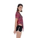 Indian Red Color Geometric Diamonds Asymmetrical Short Sleeve Sports Tee View3