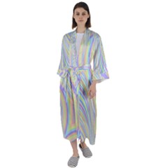 Pastel Color Stripes  Maxi Satin Kimono by SpinnyChairDesigns