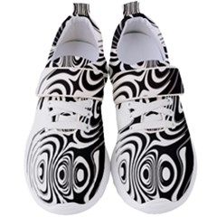 Black And White Abstract Stripes Women s Velcro Strap Shoes by SpinnyChairDesigns