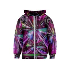 Fractal Circles Abstract Kids  Zipper Hoodie by HermanTelo