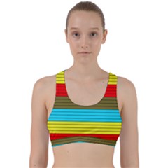 Multicolor With Black Lines Back Weave Sports Bra by tmsartbazaar