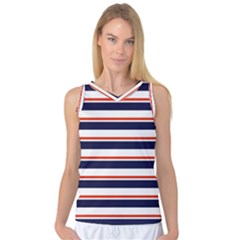 Red With Blue Stripes Women s Basketball Tank Top by tmsartbazaar