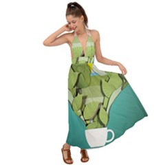 Illustrations Drink Backless Maxi Beach Dress by HermanTelo