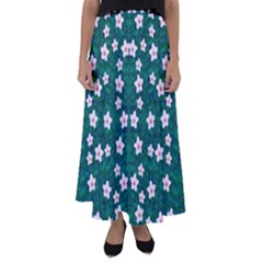 Porcelain Flowers  On Leaves Flared Maxi Skirt by pepitasart