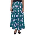 Porcelain Flowers  On Leaves Flared Maxi Skirt View1