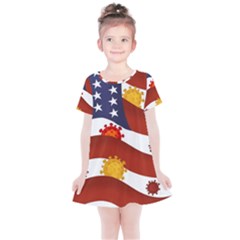 Flage Save Usa Corona Kids  Simple Cotton Dress by HermanTelo