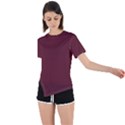 True Burgundy Color Asymmetrical Short Sleeve Sports Tee View1