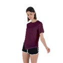 True Burgundy Color Asymmetrical Short Sleeve Sports Tee View2