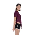 True Burgundy Color Asymmetrical Short Sleeve Sports Tee View3