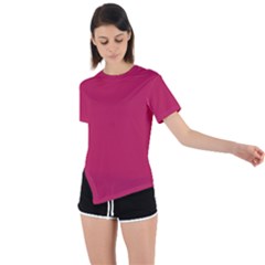 Rose Red Color Asymmetrical Short Sleeve Sports Tee by SpinnyChairDesigns