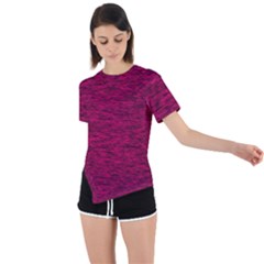 Fuschia Pink Texture Asymmetrical Short Sleeve Sports Tee by SpinnyChairDesigns