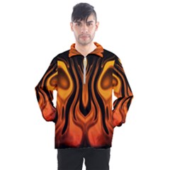 Fire And Flames Pattern Men s Half Zip Pullover by SpinnyChairDesigns