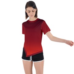 Scarlet Red Ombre Gradient Asymmetrical Short Sleeve Sports Tee by SpinnyChairDesigns