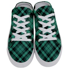 Biscay Green Black Plaid Half Slippers by SpinnyChairDesigns