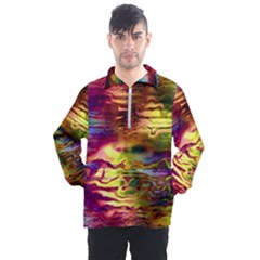 Electric Tie Dye Colors Men s Half Zip Pullover by SpinnyChairDesigns