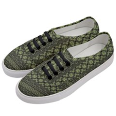 Boho Sage Green Black Women s Classic Low Top Sneakers by SpinnyChairDesigns