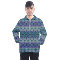 Boho Purple Teal Men s Half Zip Pullover by SpinnyChairDesigns