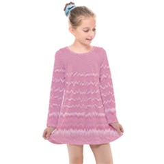 Boho Pink Stripes Kids  Long Sleeve Dress by SpinnyChairDesigns