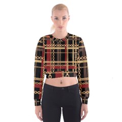 Red Black Checks Cropped Sweatshirt by designsbymallika