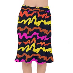 Multicolored Scribble Abstract Pattern Short Mermaid Skirt by dflcprintsclothing