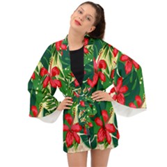 Floral Pink Flowers Long Sleeve Kimono by Mariart