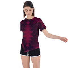 Black Red Tie Dye Pattern Asymmetrical Short Sleeve Sports Tee by SpinnyChairDesigns