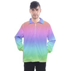 Pastel Rainbow Ombre Gradient Men s Half Zip Pullover by SpinnyChairDesigns