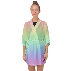 Pastel Rainbow Gradient Half Sleeve Chiffon Kimono by SpinnyChairDesigns