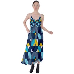 Geometric Hypnotic Shapes Tie Back Maxi Dress by tmsartbazaar