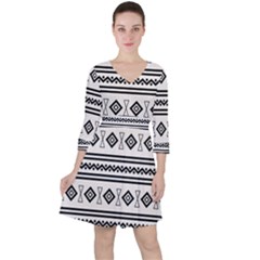 Black And White Aztec Ruffle Dress by tmsartbazaar