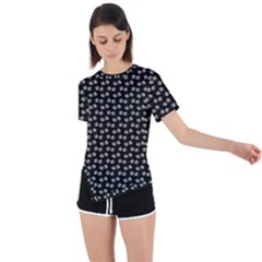 Daisy Black Asymmetrical Short Sleeve Sports Tee by snowwhitegirl