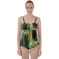 Abstract Illusion Twist Front Tankini Set by Sparkle