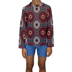 Tribal Aztec Mandala Art Kids  Long Sleeve Swimwear by tmsartbazaar